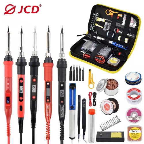 Image of Professional 80W Adjustable Temperature Soldering Iron Kit with LCD Display, Multimeter, Soldering Tips, Desoldering Pump and Complete Welding Tools Set for DIY and Electronics Repair