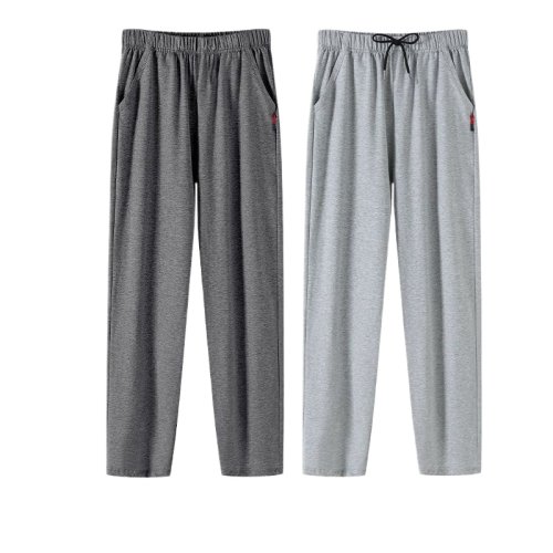 Pantalones de pijama para hombre, pantalones de casa, pantalones de pijama de algodón de otoño e invierno, pantalones de dormir con cintura elástica y bolsillo de talla grande