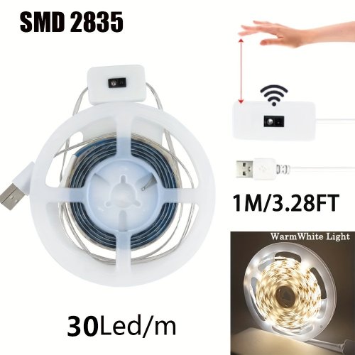 Immagine di Striscia LED USB 5V con Dimmer Intelligente, Sensore di Scansione, Interruttore On/Off e Controllo Retroilluminazione – Nastro Luce per TV, Camera da Letto e Decorazioni Domestiche