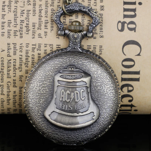 Afbeelding van Vintage Bronzen Quartz Zakhorloge met Hell Bell Patroon - Elegante Hanger Sieraden, Kettinghorloge voor Mannen en Vrouwen, Unieke Klok als Cadeau of Collectie
