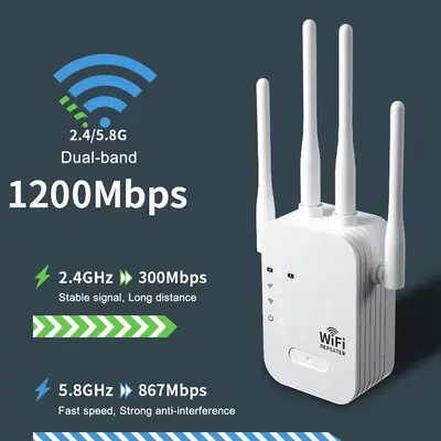 Image de Répéteur WiFi 1200 Mbps Double Bande - Extension Sans Fil Puissante