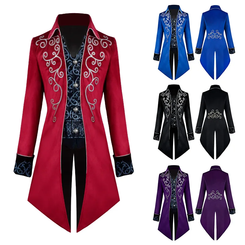 Image of Medieval Steampunk Victorian Long Sleeve Windbreaker Suit – Vintage Prince Costume for Men