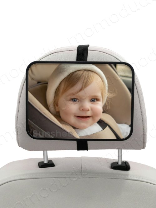 1-delige crash geteste en gecertificeerde onbreekbare babyautospiegel voor naar achteren gerichte baby's met breed, groter kristalhelder zicht