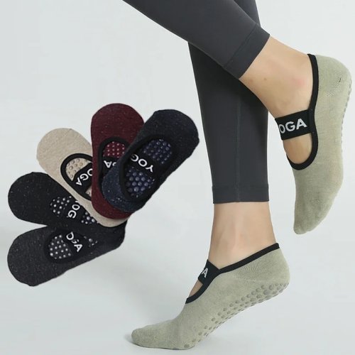 Immagine di Calzini da Yoga per Donna in Cotone Traspirante con Antiscivolo in Silicone – Ideali per Pilates, Balletto e Fitness