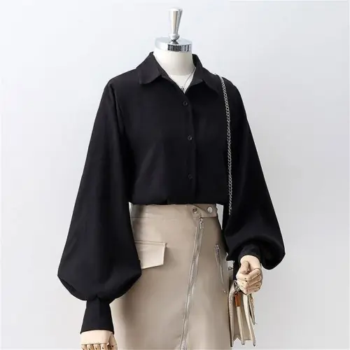 Image de Chemise Manches Lanternes Coréenne - Style Élégant Automne 2022