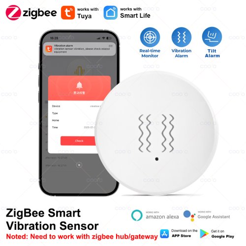 Zdjęcie Czujnik Wibracji Tuya Zigbee z Detekcją Ruchu i Wstrząsów – Alarm w Czasie Realnym z Powiadomieniami w Aplikacji Smart Life