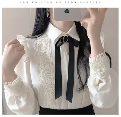 Image de Chemisier Blanc Femme Style Preppy - Élégant & Basique