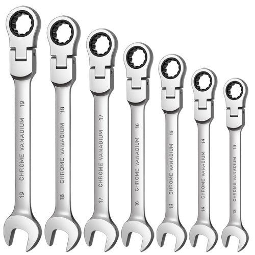 Imagen de Llave de Trinquete con Cabeza Pivotante Flexible - Herramienta Manual Métrica para Reparaciones en Automóviles y Hogar