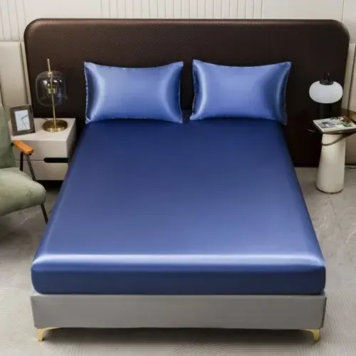Image de Drap Housse Satin Naturel Queen - Élégance & Confort