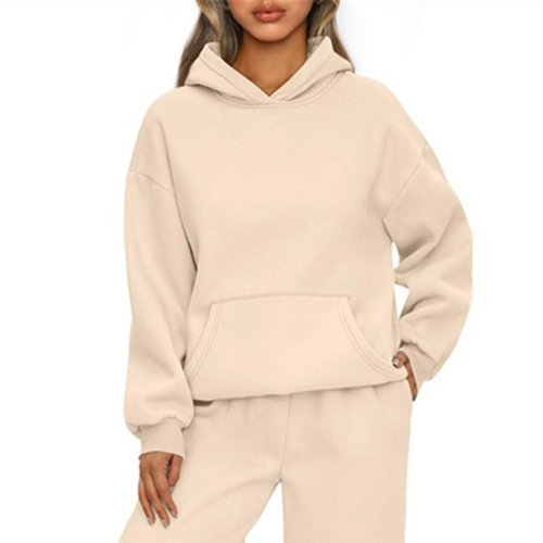 Afbeelding van Lange Mouwen Losse Hoodie voor Dames - Effen Kleur Casual Sport Trui Herfst Winter Mode