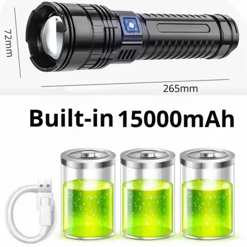 Image de Torche LED Ultra Puissante 15000mAh - Éclairage Tactique & Camping