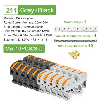 Image de Bornier DIN 211 - 10 Pièces - Connexion Rapide