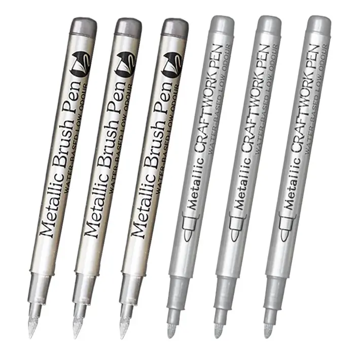 Image de Marqueurs métalliques or & argent - 6 pièces pour art créatif