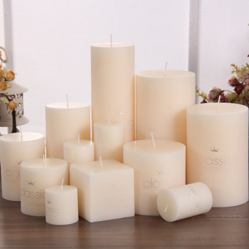 Image of Elegant Scentedless Ivory White Pillar Candles – Versatile Emergency & Prayer Candles in Multiple Sizes for Home Decor and Ambient Lighting