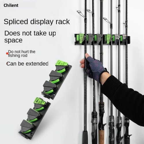 Imagen de Soportes Adhesivos para Caña de Pescar Linhue con Montaje en Pared, Estante Vertical de Exhibición con 3 Orificios para Almacenamiento Organizado