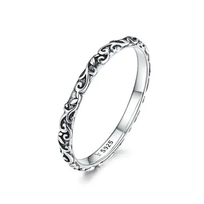Image de Bague Vintage en Argent Sterling 925 - Motif Vigne & Iris