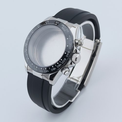Bild von Neiton 40 mm Armbanduhr mit Saphirglas, Edelstahlgehäuse und Kautschukarmband – Kompatibel mit VK63 Quarzuhrwerk