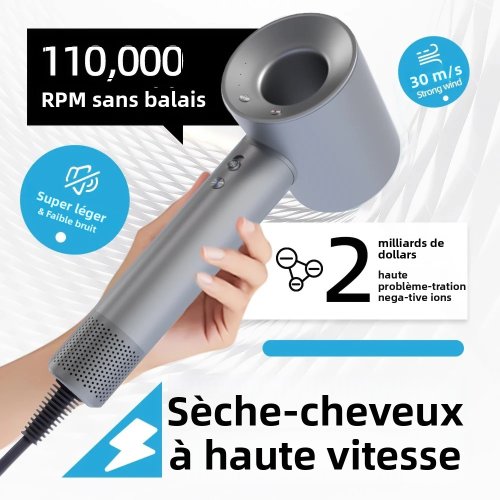 Immagine di Asciugacapelli Senza Lama con Ioni Negativi: Alta Velocità, Potenza Elevata e Silenzioso – Ideale per Casa e Viaggi