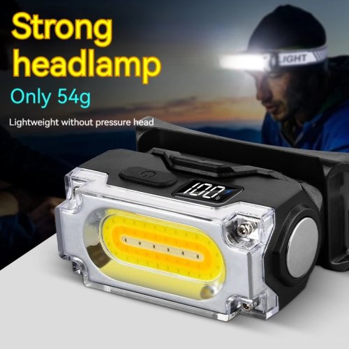 Zdjęcie Super jasna magnetyczna latarka czołowa 3 źródła światła Lampa z klipsem na kapelusz Outdoor Piesze wycieczki Camping Praca Lampa montowana na głowie z wyświetlaczem cyfrowym