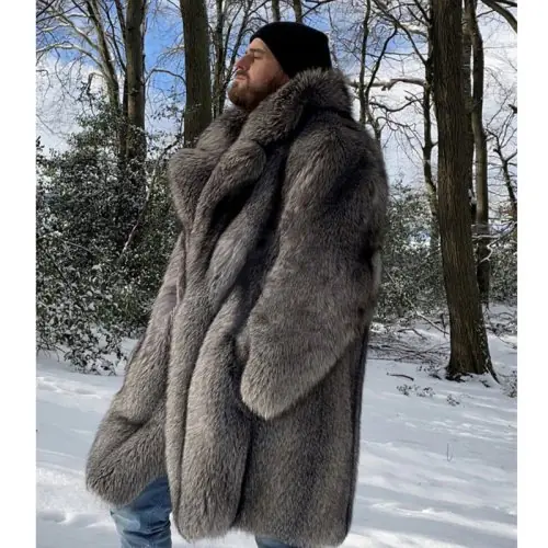 Image de Manteau en Fourrure de Vison Homme - Hiver Chaud & Élégant