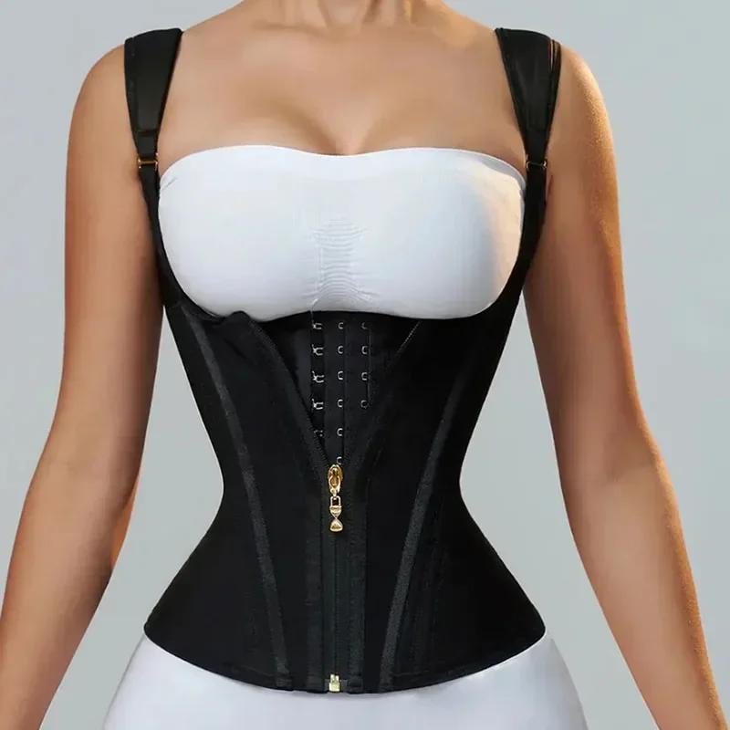Bild von Fajas Colombianas Body Shaper – Verstellbare Kompressionsweste für Damen mit Doppelter Kompression, Taille Trainer Korsett mit Reißverschluss und Hakenögen