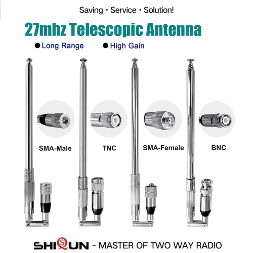 Afbeelding van 27 mhz telescopische antenne BNC TNC SMA-vrouwelijke SMA-mannelijke connector High Gain compatibel met Quansheng TK11(8) TK11(5) Walkie Talkie