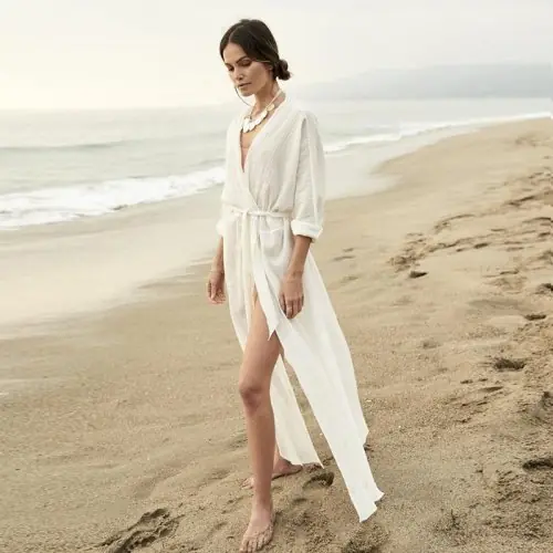Image de Caftan de Plage Long - Tunique Élégante pour Bikini