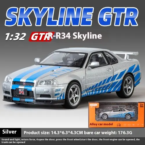 Image de Nissan GTR R34 Skyline - Modèle Miniature 1:32 avec Son et Lumière