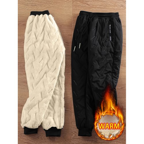 Image of Men's Plush Velvet Thickened Winter Thermal Casual Trousers – Warm, Comfortable Jogging Pants for Cold Weather