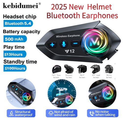Afbeelding van Waterdichte Motorhelm Headset met Draadloze Handsfree Telefoonfunctie, MP3 Speler, FM Radio en Dubbele Microfoons voor Veilige Motorrit