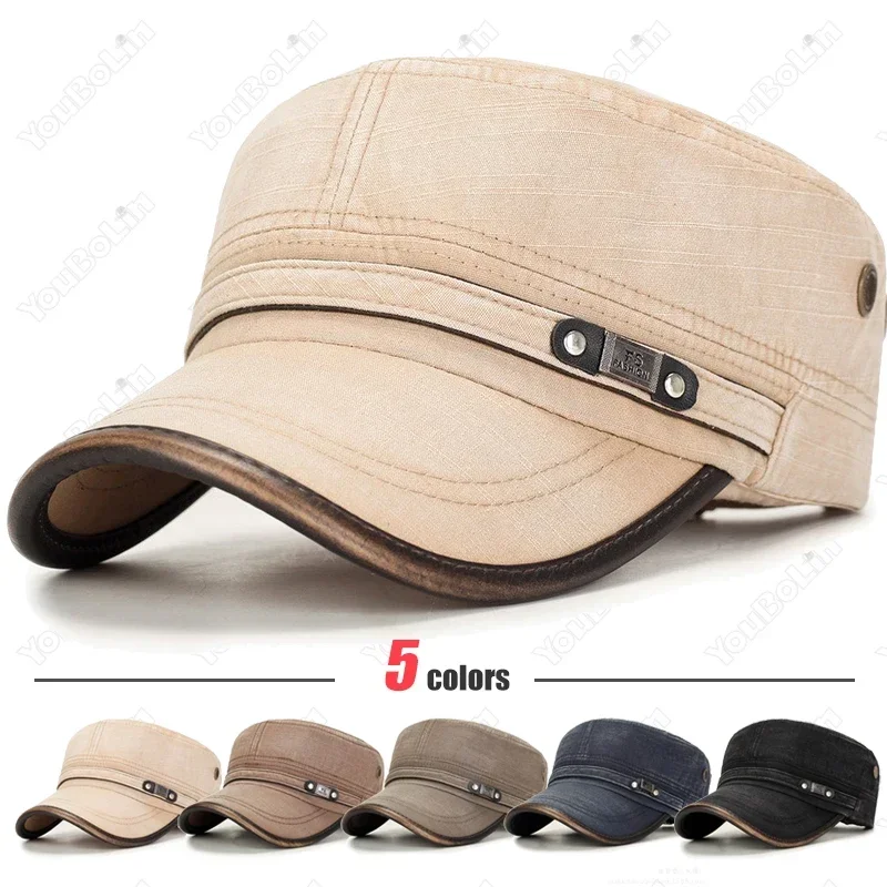Imagen de Gorra de Cadete Unisex con Visera Plana Ajustable, Hecha de Algodón Desgastado Lavado, Estilo Clásico y Moderno para Hombres y Mujeres