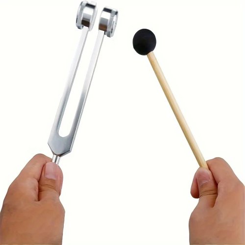Imagen de Diapasón de 128 Hz para Terapia con Sonido, Reducción del Estrés y Pruebas Otoacústicas – Incluye Tableta y Llave de Ajuste