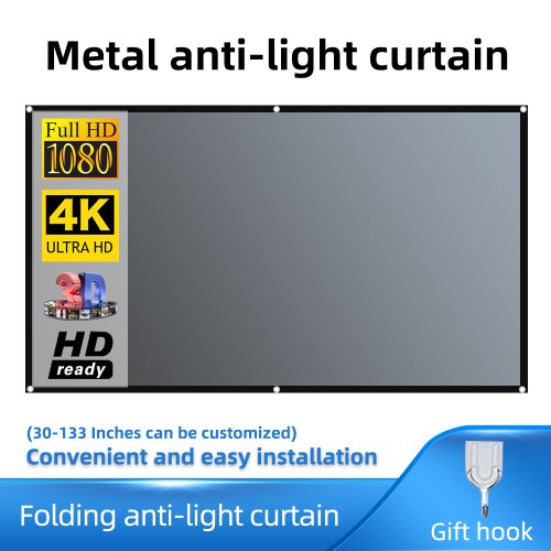 Afbeelding van Metalen Anti-Licht Projectiescherm 16:9 met Reflecterende Stof voor YG300, XGIMI H3, Halo, Mogo en Xiaomi DLP Projectoren