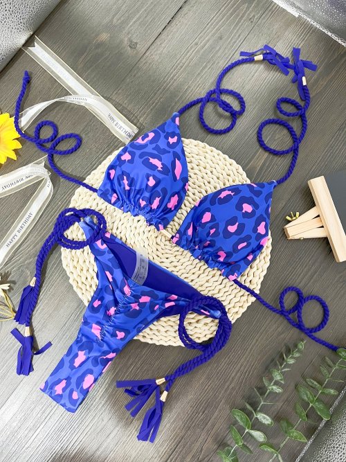 Zdjęcie Elegancki dwuczęściowy strój kąpielowy w cętki – nowy model 2023, seksowny bikini dla kobiet