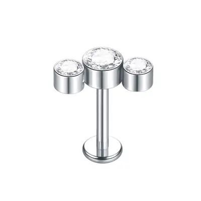 Image de Piercing Labret en Titane avec Zircon - Or Rose 16G