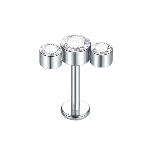 Image de Piercing Labret en Titane avec Zircon - Or Rose 16G