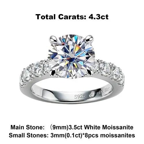 Image de Bague de Fiançailles Moissanite 3CT - Élégance & Éclat