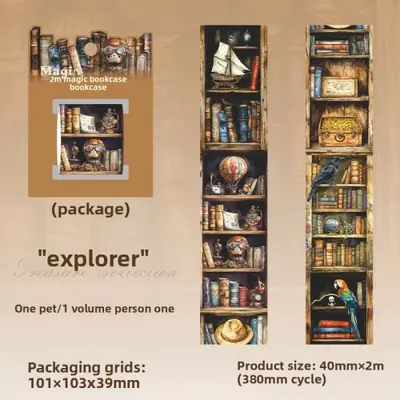 Image de Stickers Vintage Bibliothèque 4x200cm - Décoration Scrapbooking