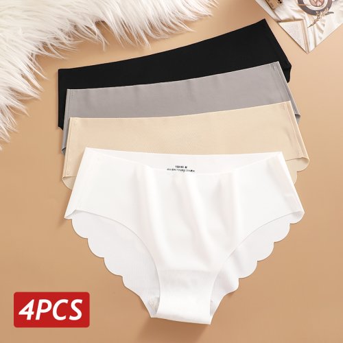 Imagen de Bragas sin costuras de seda de hielo, 4 unidades/juego de bragas para mujer, ropa interior elástica ...
