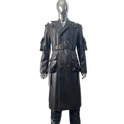 Image de Trench Noir Luxe Homme - Cuir PU Imperméable