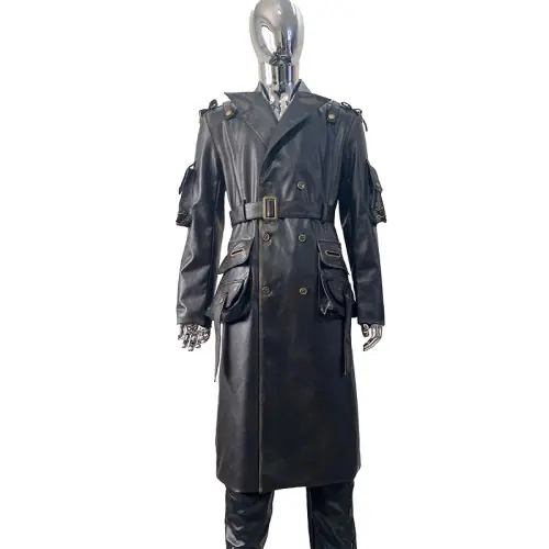 Image de Trench Noir Luxe Homme - Cuir PU Imperméable