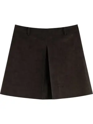 Image de Jupe Plissée Marron Taille Haute - Style Rétro & Élégant