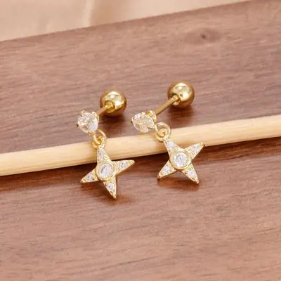 Image de Boucles d'oreilles élégantes en acier inoxydable avec zircons