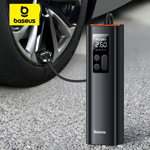 Bild von Baseus Mini-Autoluftkompressor 12V – Tragbare Digitale Reifenpumpe mit 150 psi für Auto, Fahrrad und Boot