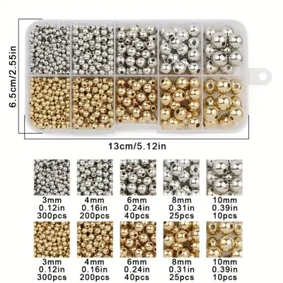 Image de Perles Rondes Or & Argent - Set DIY Bijoux 950 pcs