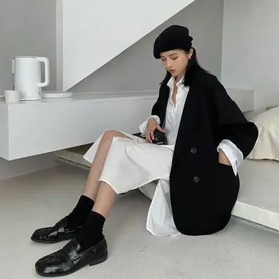 Image de Blazer Femme 2025 - Style Coréen Lâche & Décontracté