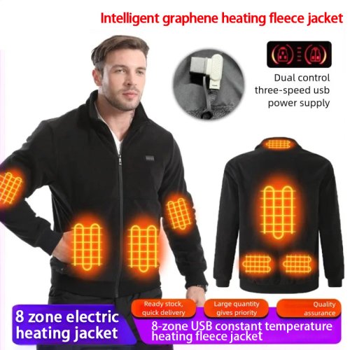 Image of Smart USB Heated Polar Fleece Jacket for Men – Graphene Technology Winter Warm Coat with Constant Temperature Control