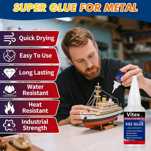 Image of Metal super glue, specially designed for metal, plastic and wood, waterproof, heat-resistant, transparent glue.