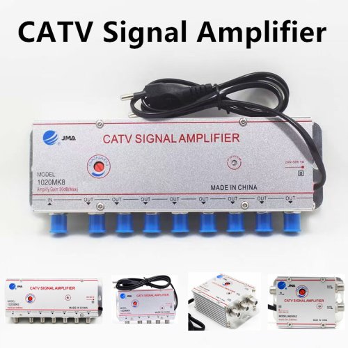 Afbeelding van Digitale TV Antenne Signaalversterker met 2/3/4/6/8-weg CATV Splitter voor Indoor Gebruik - 20dB Booster met EU-stekker 220V voor Thuis TV Apparatuur