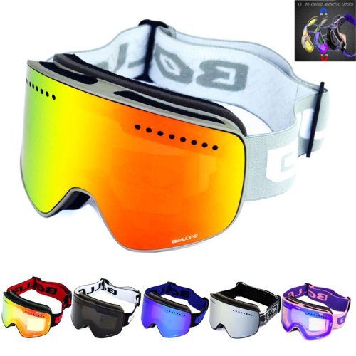 Immagine di Occhiali da Sci con Lenti Polarizzate Magnetiche a Doppio Strato, Antiappannamento UV400 – Ideali per Sci e Snowboard Uomo e Donna con Custodia Inclusa